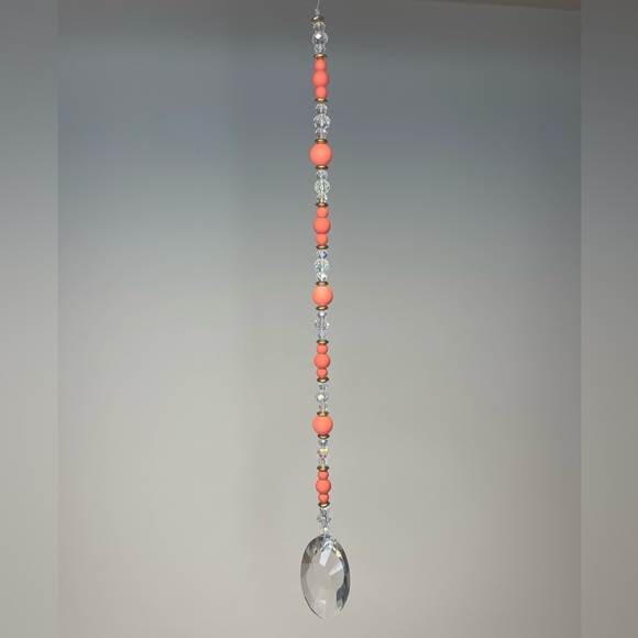 Orange with gold accents beaded suncatcher/ rear view mirror car hanging - Picture 1 of 7